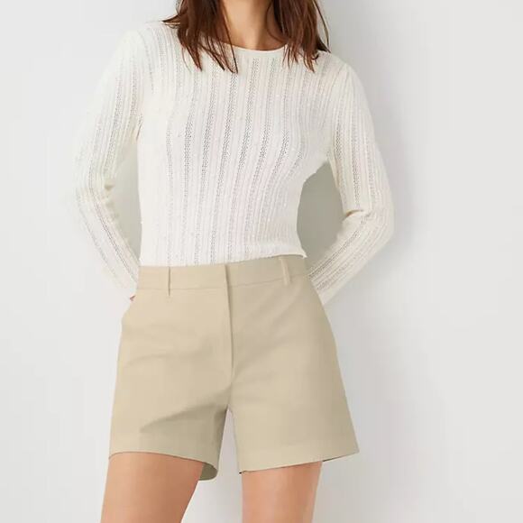 Ann Taylor The City Short Khaki Chino Preppy - Picture 1 of 9